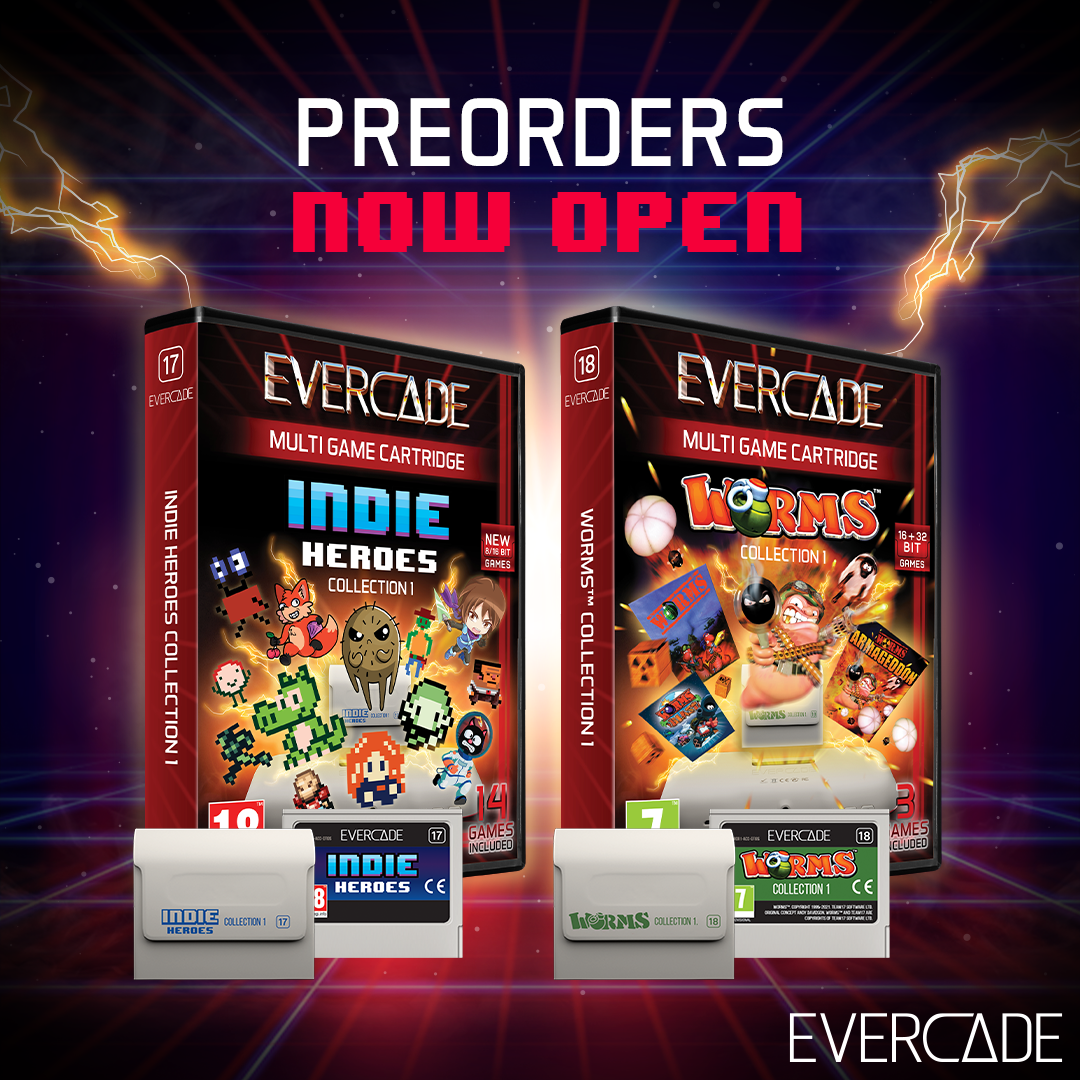 Evercade: 5 nuove cartucce in arrivo e due nuove retro-collezioni  annunciate, Worms 1 e Indie Heroes 1 - Geekit